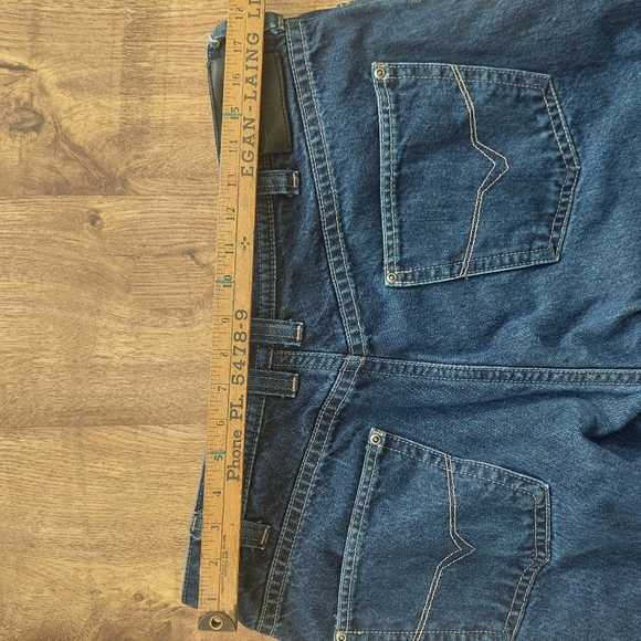 Harley Davidson Flannel Lined Men Blue Jeans 36 Dark Wash Work Workwear Moto 36 - Picture 7 of 8